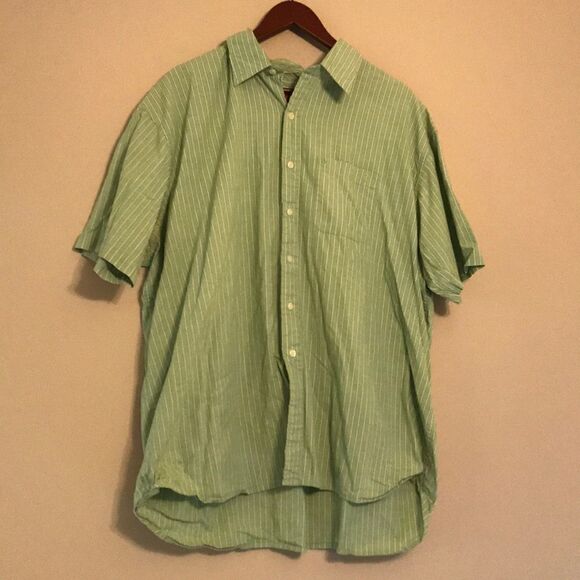 IZOD Green Stripe Short Sleeve Button Down - XXL - Picture 3 of 6